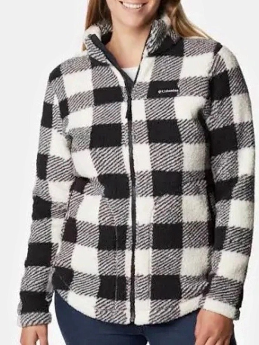 Columbia West Bend Full Zip Fleece Jacket Buffalo Check - L